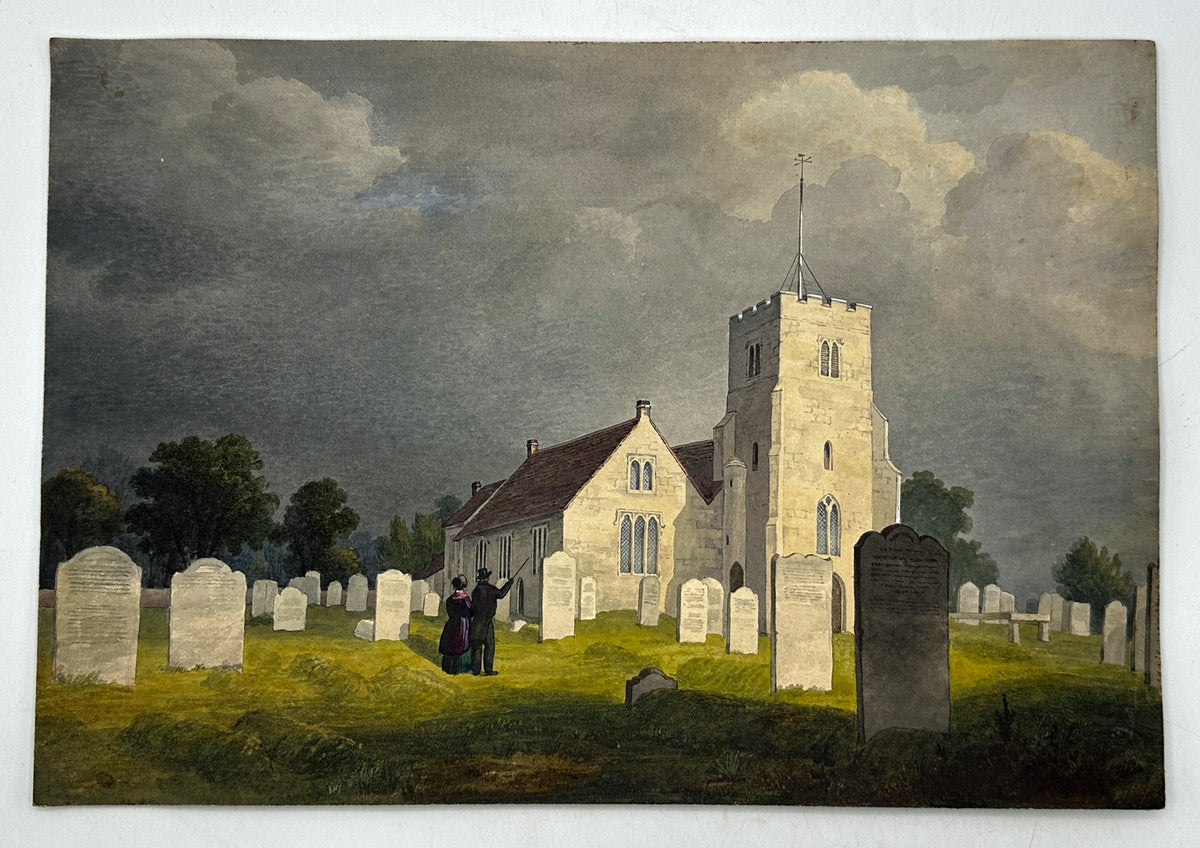 William Hubbard (1804-1870) Watercolour Painting - Crayford Church Kent 1847