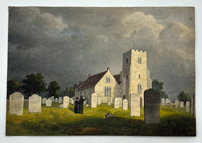 William Hubbard (1804-1870) Watercolour Painting - Crayford Church Kent 1847
