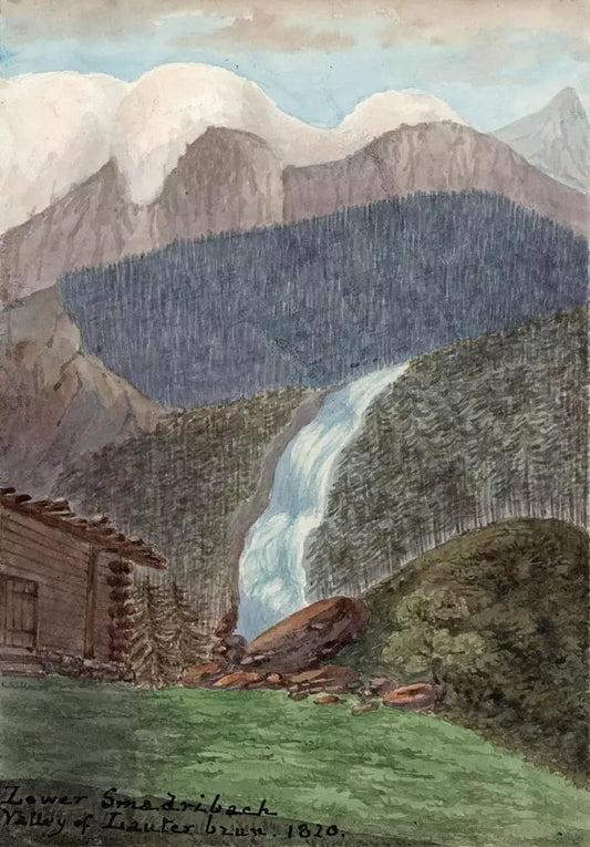 Elizabeth Campbell (1783-1861) Watercolour Painting - Lower Smadribach, Valley of Lauterbrunnen Switzerland 1820