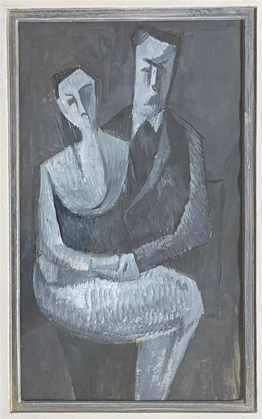 Robert Hunter (1920-1996) - Gouache Painting - Courting Couple - Abstract