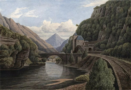 Saint-Maurice Switzerland - Watercolour Painting - 19th Century - Grand Tour