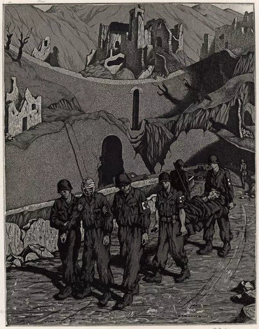 Rudolph Carl Von Ripper (1905-1960) - Pencil Signed Etching - World War Two Scene 1946 – WW2