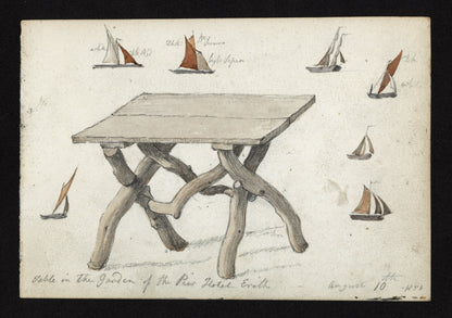 William Hubbard (1804-1870) Watercolour Painting - Table In The Garden Of The Pier Hotel Erith 1850