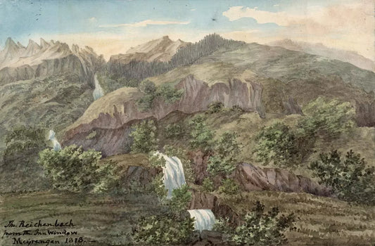 Elizabeth Campbell (1783-1861) Watercolour Painting - Reichenbach from the Inn window, Meiringen, Switzerland 1818