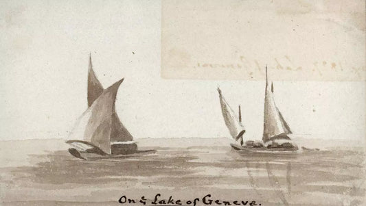 Elizabeth Campbell (1783-1861) Watercolour Painting - On Lake of Geneva Switzerland
