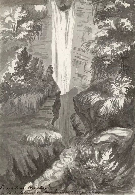 Elizabeth Campbell (1783-1861) - Watercolour Painting - Cascade de Chede, Chamonix France