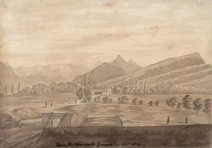Elizabeth Campbell (1783-1861) Watercolour Painting - From The New Walk Geneva Switzerland 1824