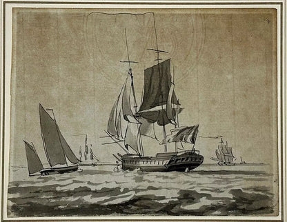 William Anderson (1757-1837) Watercolour Painting - Ships & Boats At Sea