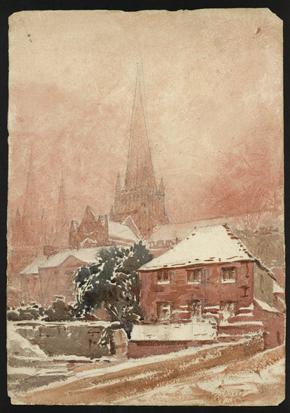 John Louis Petit (1801-1868) Watercolour Painting - Lichfield Staffordshire 19th Century