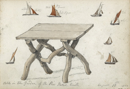William Hubbard (1804-1870) Watercolour Painting - Table In The Garden Of The Pier Hotel Erith 1850