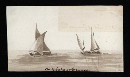 Elizabeth Campbell (1783-1861) Watercolour Painting - On Lake of Geneva Switzerland