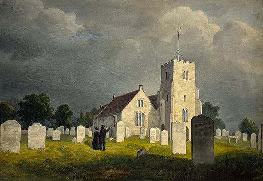 William Hubbard (1804-1870) Watercolour Painting - Crayford Church Kent 1847