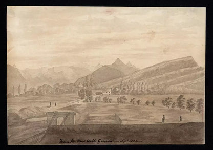 Elizabeth Campbell (1783-1861) Watercolour Painting - From The New Walk Geneva Switzerland 1824