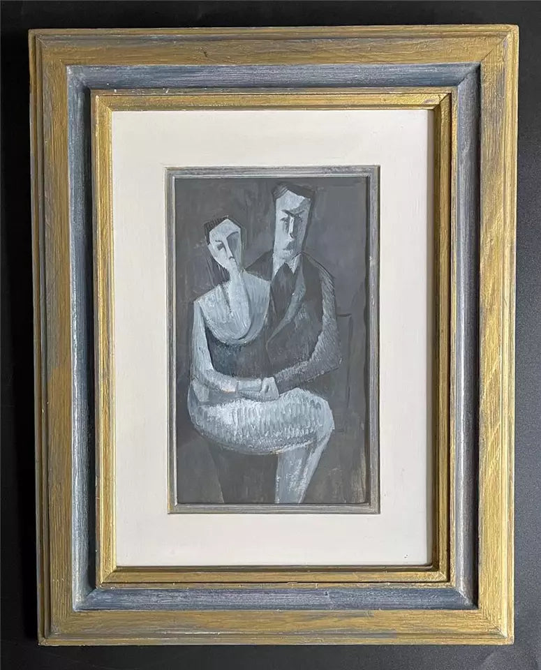 Robert Hunter (1920-1996) - Gouache Painting - Courting Couple - Abstract