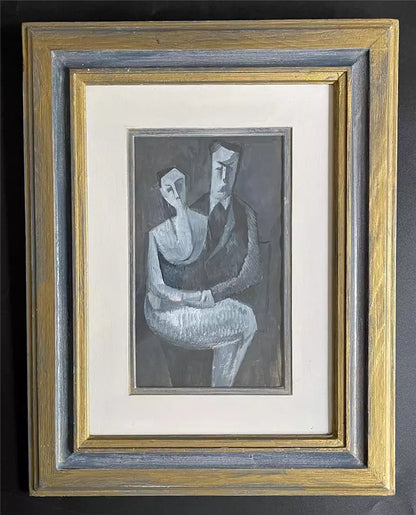 Robert Hunter (1920-1996) - Gouache Painting - Courting Couple - Abstract