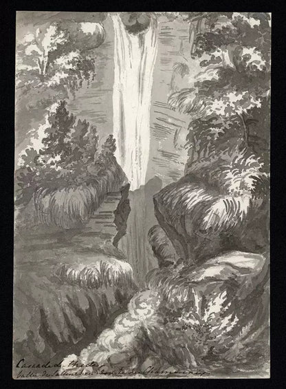 Elizabeth Campbell (1783-1861) - Watercolour Painting - Cascade de Chede, Chamonix France