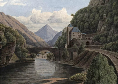 Saint-Maurice Switzerland - Watercolour Painting - 19th Century - Grand Tour