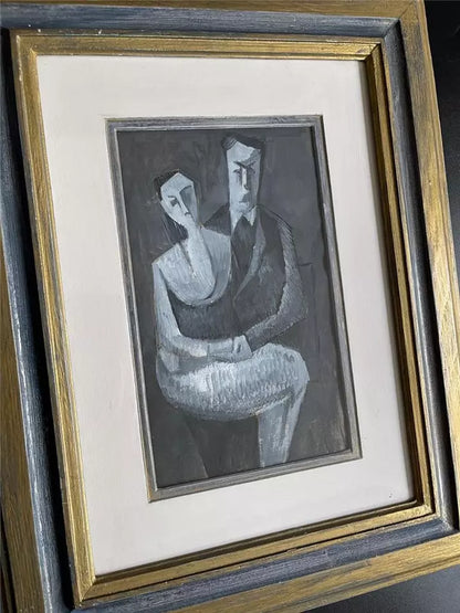 Robert Hunter (1920-1996) - Gouache Painting - Courting Couple - Abstract