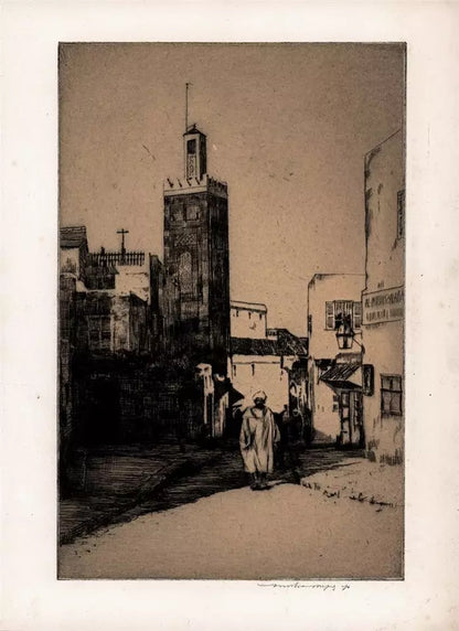 Mortimer Luddington Menpes - Signed Etching - Man In A Street, Cairo Egypt