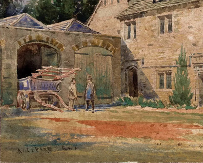 Arthur Charles Fare (1876-1958) Watercolour Painting - The Stables Lacock Abbey