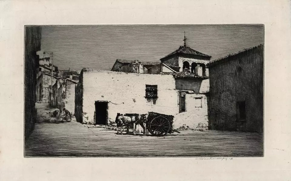 Mortimer Luddington Menpes (1855-1938) Pencil Signed Etching - Horses & Cart In Landscape