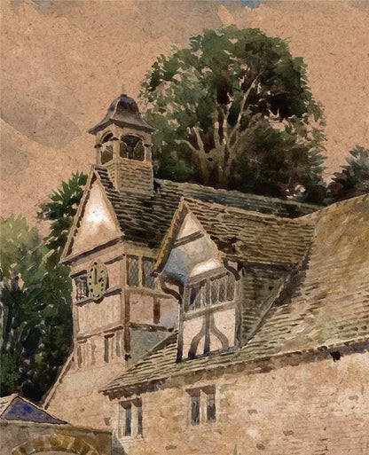 Arthur Charles Fare (1876-1958) Watercolour Painting - The Stables Lacock Abbey