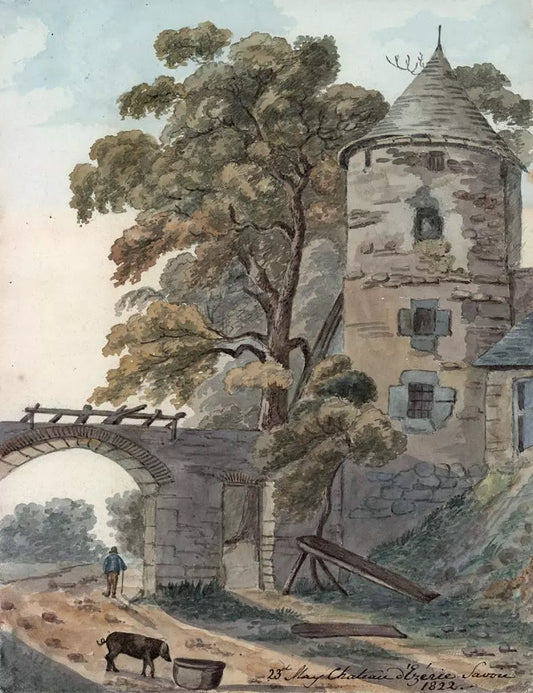 Elizabeth Campbell (1783-1861) Watercolour Painting - Chateau, Savoie France 1822