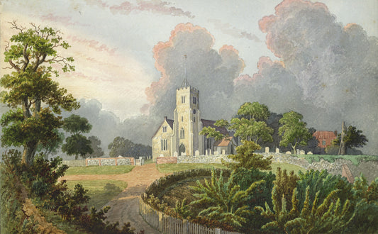 William Hubbard (1804-1870) Watercolour Painting - Crayford Church Kent