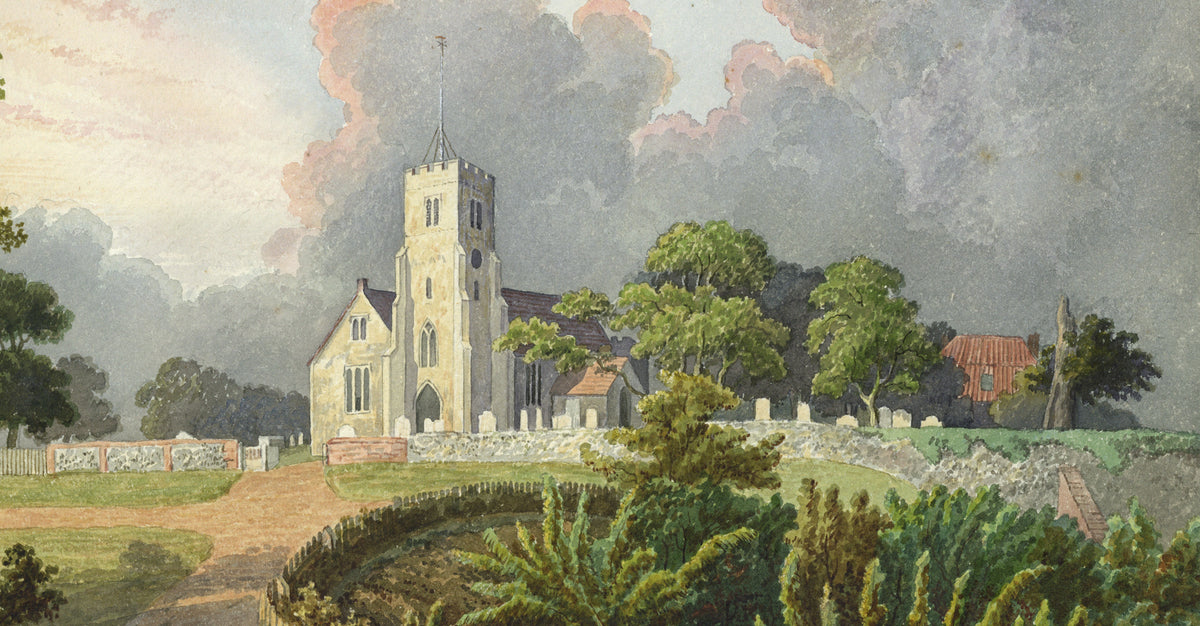 William Hubbard (1804-1870) Watercolour Painting - Crayford Church Kent