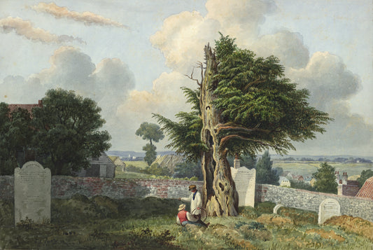 William Hubbard (1804-1870) Watercolour Painting - The Old Yew Tree In Crayford Church Yard