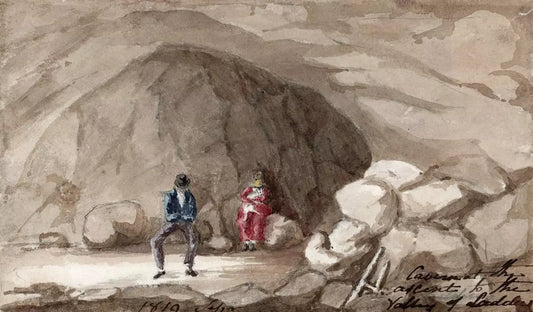 Elizabeth Campbell (1783-1861) Watercolour Painting - Figures In Cave Switzerland 1819