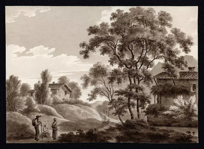 Elizabeth Campbell (1783-1861) Watercolour Painting - Figures In Mountain Landscape