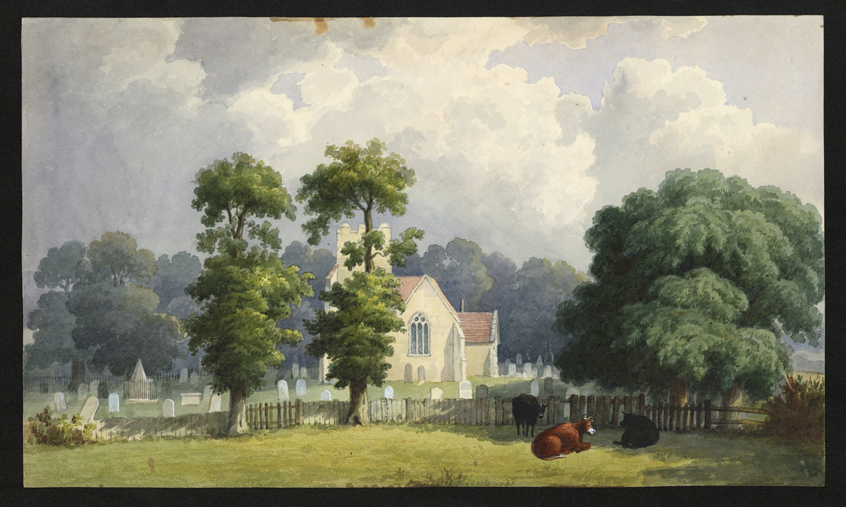 William Hubbard (1804-1870) Watercolour Painting - Sutton-at-Hone Church Kent