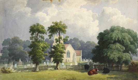 William Hubbard (1804-1870) Watercolour Painting - Sutton-at-Hone Church Kent