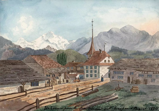 Elizabeth Campbell (1783-1861) Watercolour Painting - Unterseen Switzerland 1820
