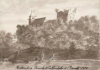Elizabeth Campbell (1783-1861) Watercolour Painting - Ringgenberg Church & Castle, Lake Of Brienz Switzerland 1820