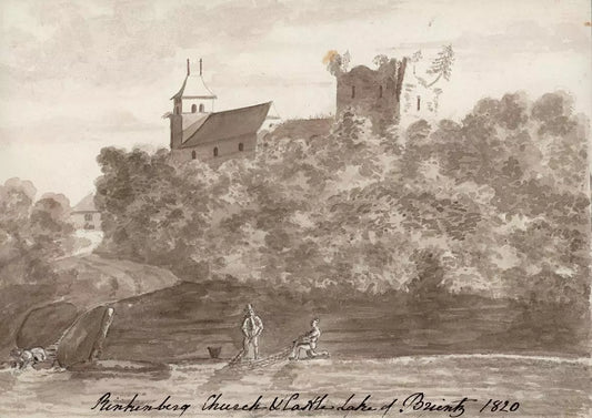 Elizabeth Campbell (1783-1861) Watercolour Painting - Ringgenberg Church & Castle, Lake Of Brienz Switzerland 1820