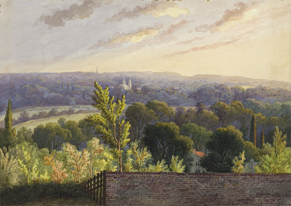 William Hubbard (1804-1870) Watercolour Painting Sidcup From Crayford Hill Kent