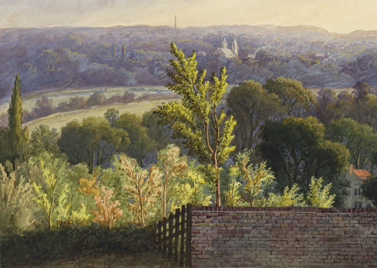 William Hubbard (1804-1870) Watercolour Painting Sidcup From Crayford Hill Kent