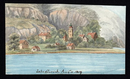 Elizabeth Campbell (1783-1861) Watercolour Painting - Lake of Zurich, Switzerland 1819