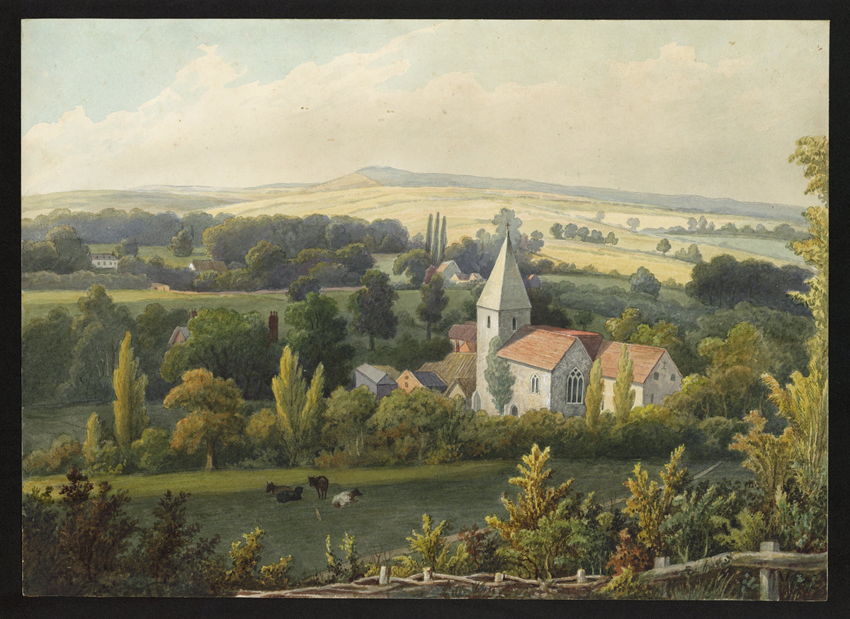William Hubbard (1804-1870) Watercolour Painting - St Margaret Church Darenth Kent