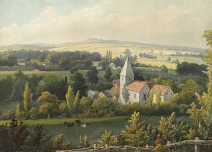 William Hubbard (1804-1870) Watercolour Painting - St Margaret Church Darenth Kent