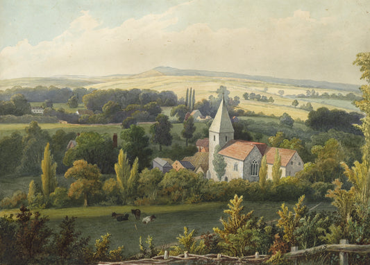 William Hubbard (1804-1870) Watercolour Painting - St Margaret Church Darenth Kent