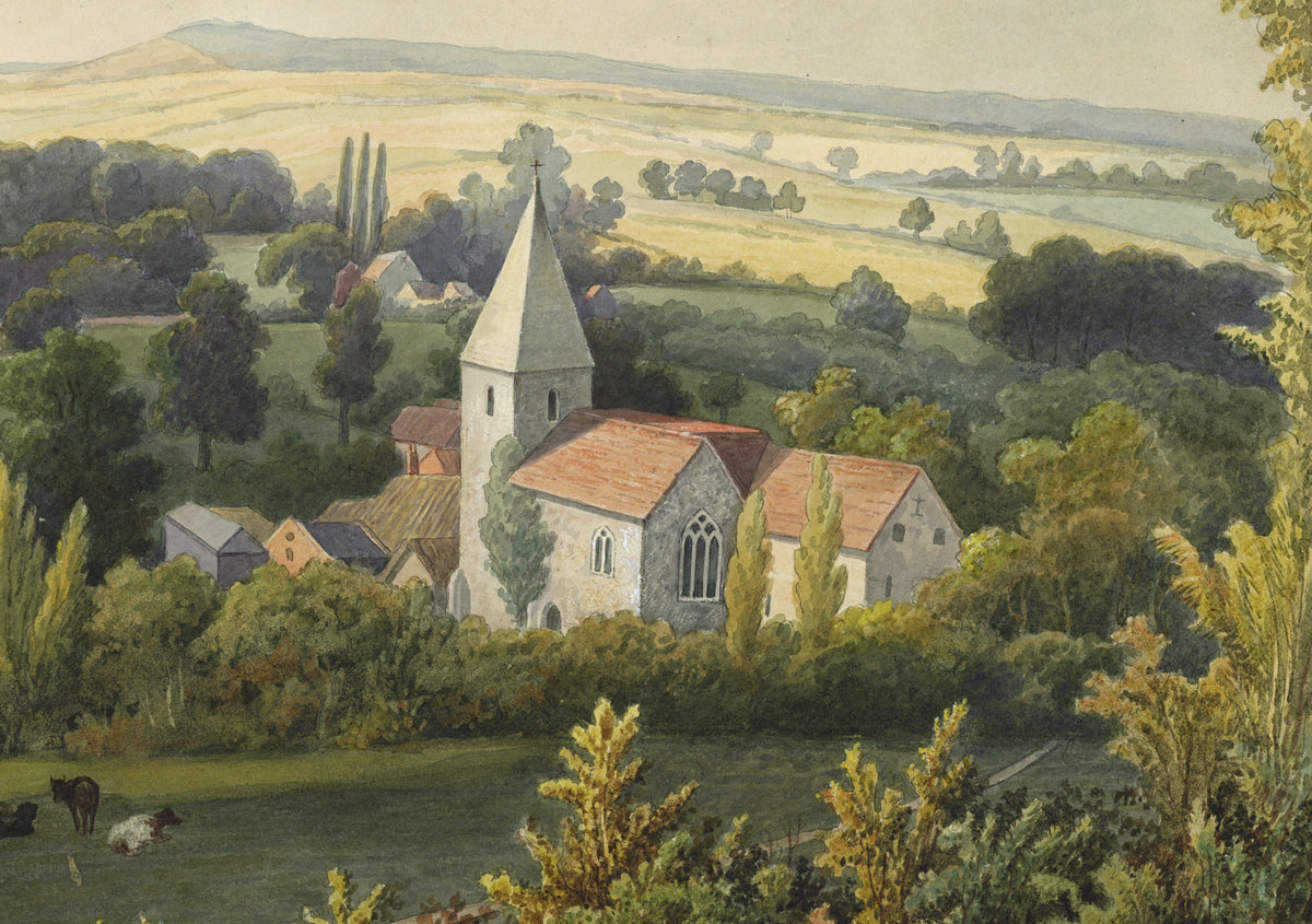 William Hubbard (1804-1870) Watercolour Painting - St Margaret Church Darenth Kent
