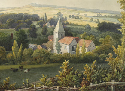 William Hubbard (1804-1870) Watercolour Painting - St Margaret Church Darenth Kent