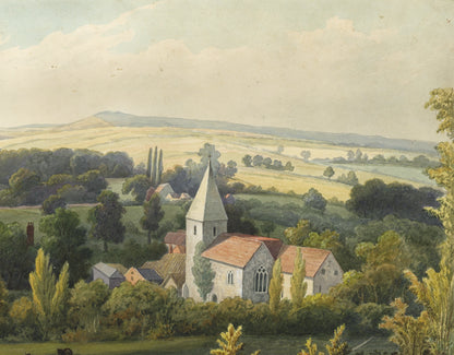 William Hubbard (1804-1870) Watercolour Painting - St Margaret Church Darenth Kent