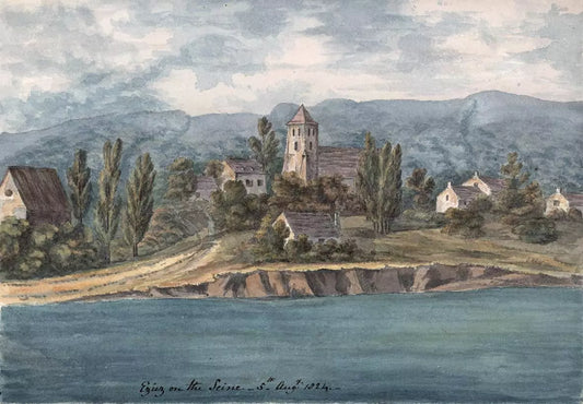 Elizabeth Campbell (1783-1861) Watercolour Painting - Aizier France - 1824