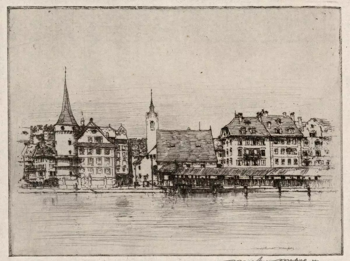 Mortimer Luddington Menpes - Signed Etching - Lucerne Switzerland