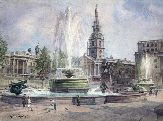 George C. Cameron - Watercolour Painting - Trafalgar Square London - 20th Century