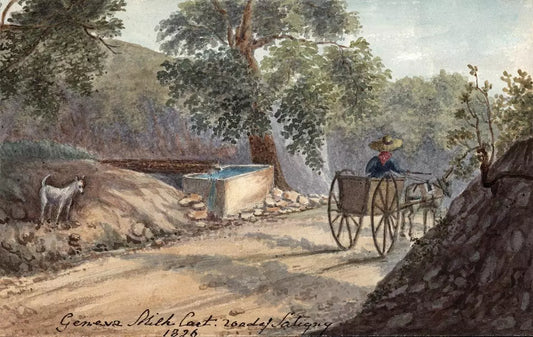 Elizabeth Campbell (1783-1861) Watercolour Painting - Geneva, milk cart, road of Satigny, Switzerland